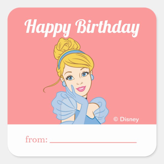 Sticker Carré Princesse Cendrillon | Un cadeau de - Anniversaire (Devant)
