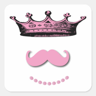 Sticker Carré Princesse Crown et Moustache