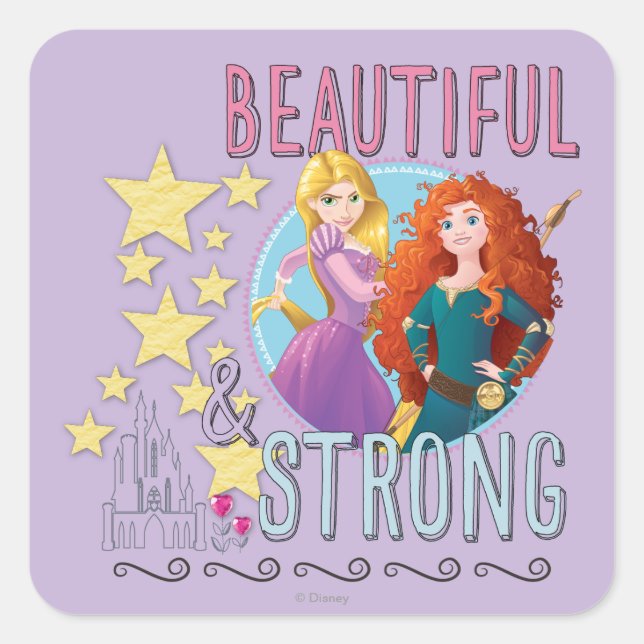 Sticker Carré Princesse Disney | Rapunzel et Merida (Devant)