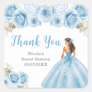 Sticker Carré Princesse en Sweet sixteen bleu Merci