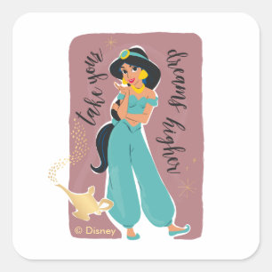 Sticker Carré Princesse Jasmine - Prenez vos rêves plus haut