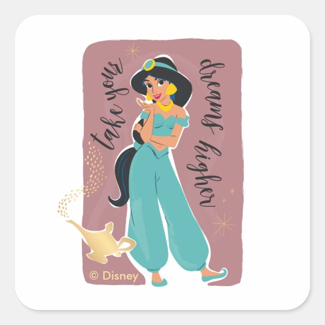 Sticker Carré Princesse Jasmine - Prenez vos rêves plus haut (Devant)