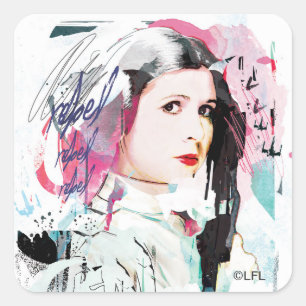 Sticker Carré Princesse Leia   Rebel Collage