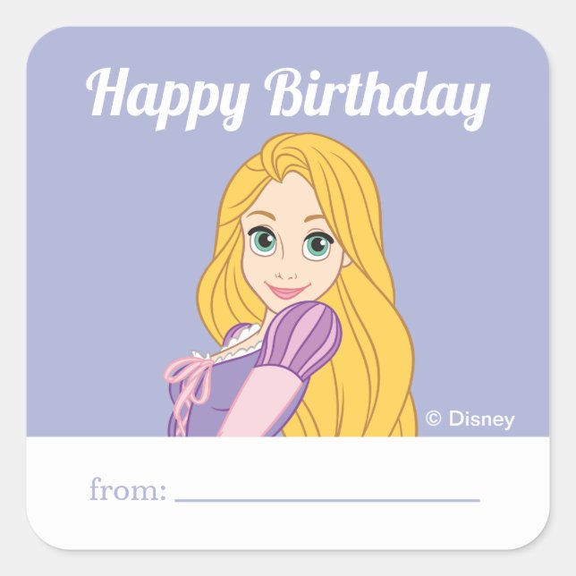 Sticker Carré Princesse Rapunzel | Un cadeau de - Anniversaire (Devant)