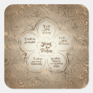 Sticker Carré Principes de Reiki - Reiki préceptes Golden Sheer