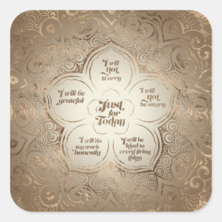 Sticker Carré Principes de Reiki - Reiki préceptes Golden Sheer