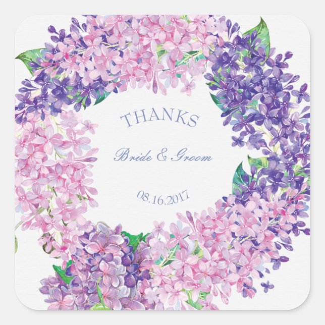 Sticker Carré Printemps Lilac Fleur Fleurie-Mariage FloralMerci (Devant)