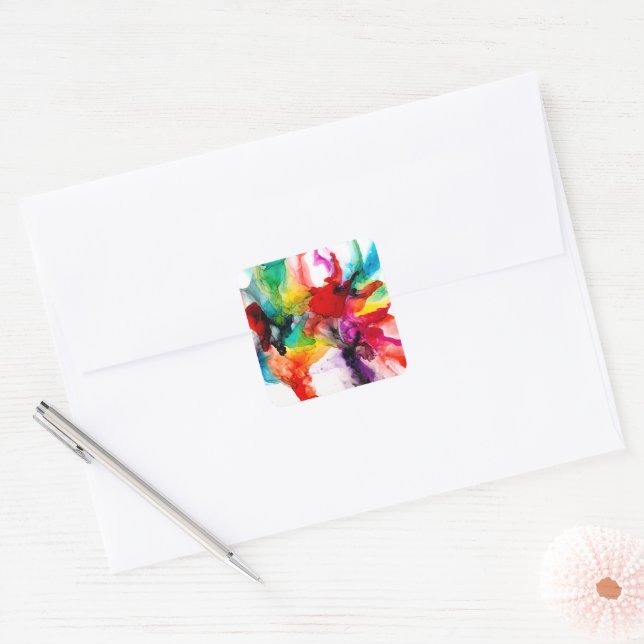 Sticker Carré Prisme de bijoux - Aquarelle (Enveloppe)