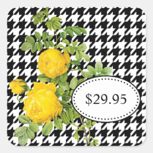 Sticker Carré Prix à payer noirs et blancs de rose jaune de