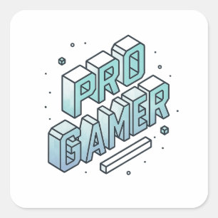 Sticker Carré PRO GAMER — Logo de lettres bloc 3D isométrique