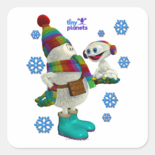 Sticker Carré Problème minuscule de neige de planètes