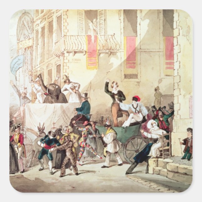 Sticker Carré Procession de cirque en Italie, 1830 (Devant)