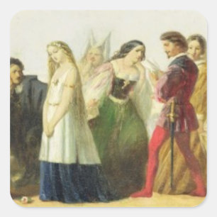 Sticker Carré Procession des personnages de Shakespeare (huile s