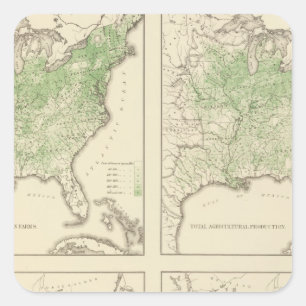 Sticker Carré Production de maïs et de lait, Lithographie améric