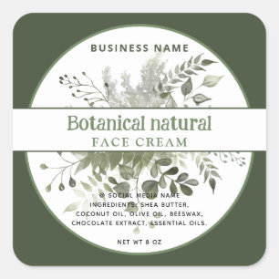 Sticker Carré Produits botaniques élégants de verdure moderne