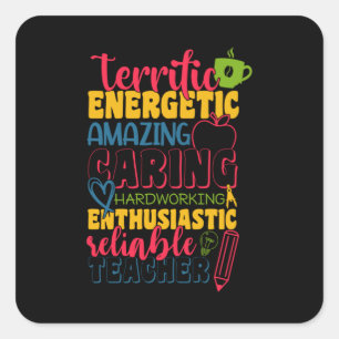 Sticker Carré Professeur Cadeaux   Enseignant de soins Extraordi
