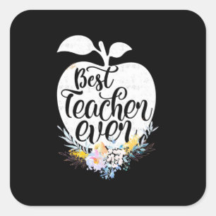 Sticker Carré Professeur Cadeaux Meilleure fleur enseignante