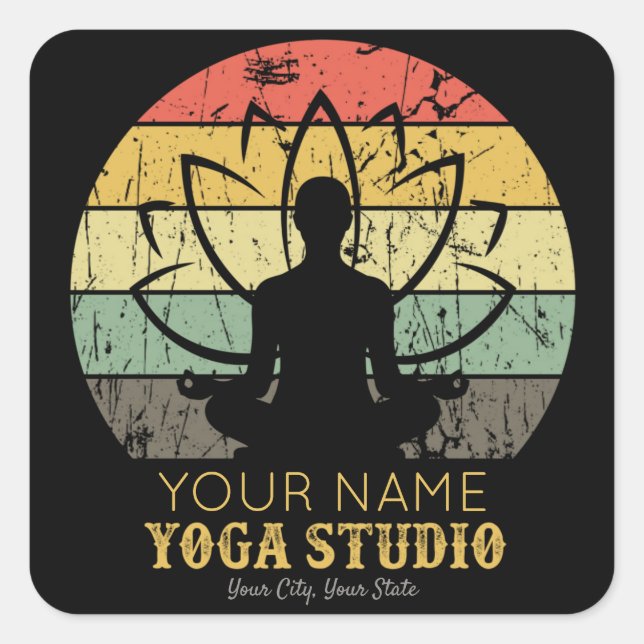 Sticker Carré Professeur de Fitness Yoga Studio Personnalisé Gur (Devant)