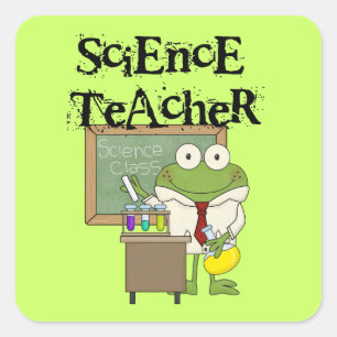 Sticker Carré Professeur de sciences de la grenouille
