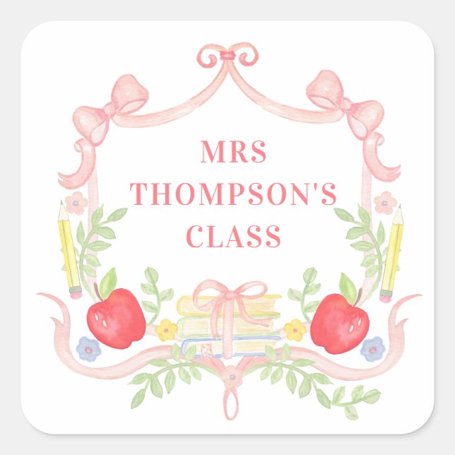 Sticker Carré Professeur personnalisé | Crest de classe (Devant)
