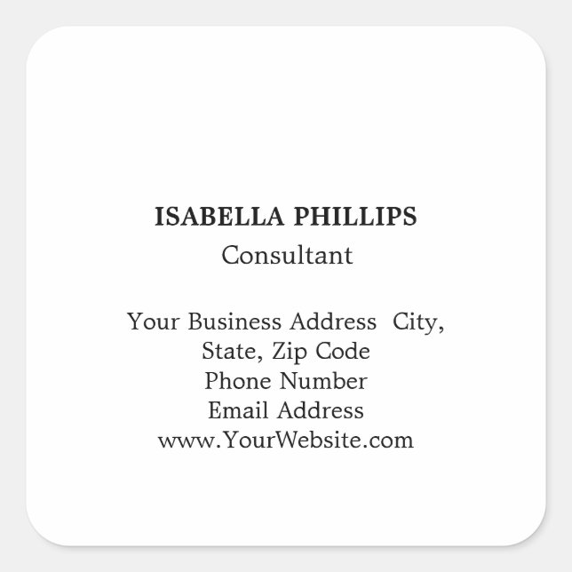 Sticker Carré Professionnel blanc minimaliste Plat Creative (Devant)