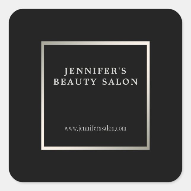 Sticker Carré Professionnel de promotion en argent noir moderne (Devant)