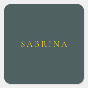 Sticker Carré Professionnel minimaliste Nom moderne Dusty Green