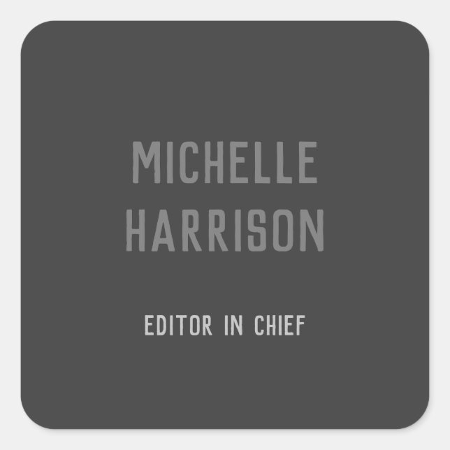 Sticker Carré Professionnel Moderne Simple Design noir gris (Devant)