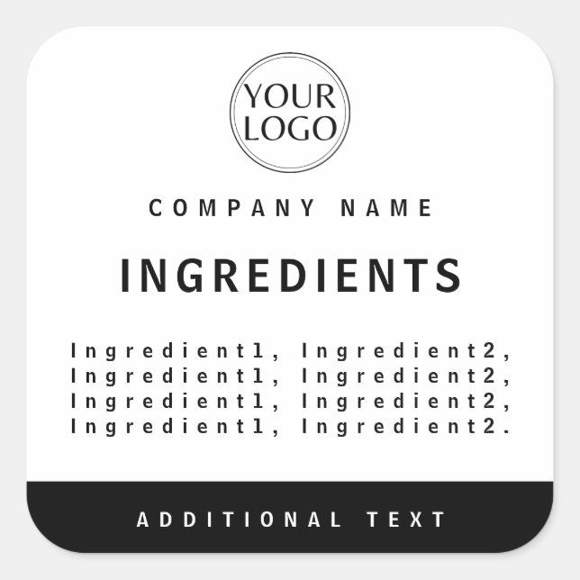 Sticker Carré Professionnel White Company Logo Ingredients Étiqu (Devant)