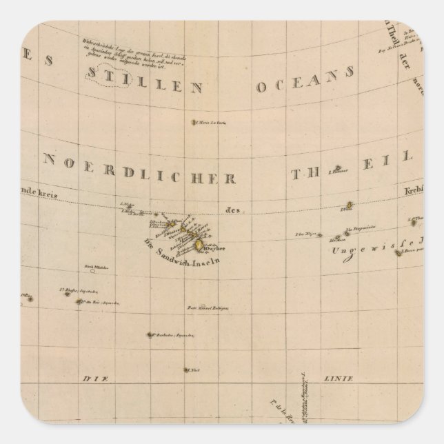 Sticker Carré Projection rare du pôle Nord (Devant)