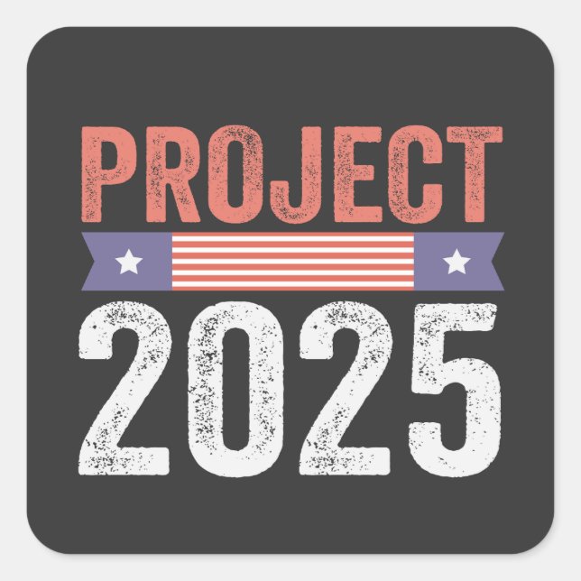 Sticker Carré Projet 2025 Trump American Patroitic T-Shirt (Devant)