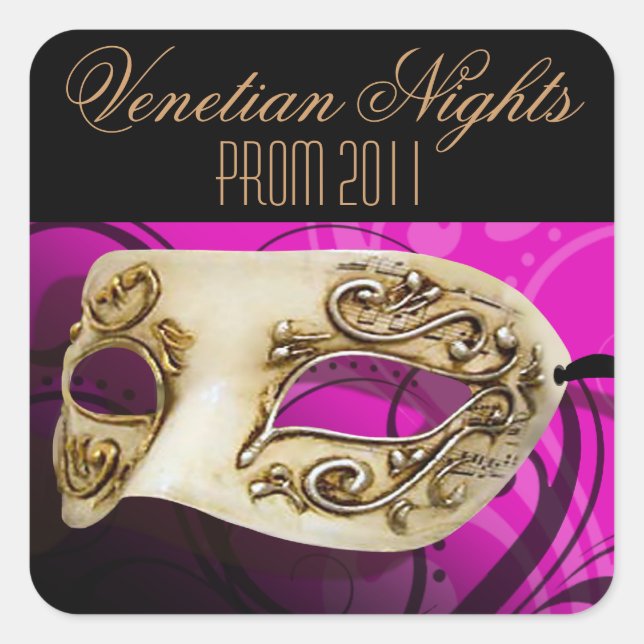 Sticker Carré Prom 2011 Venetian Nights Masquerade Party (Devant)