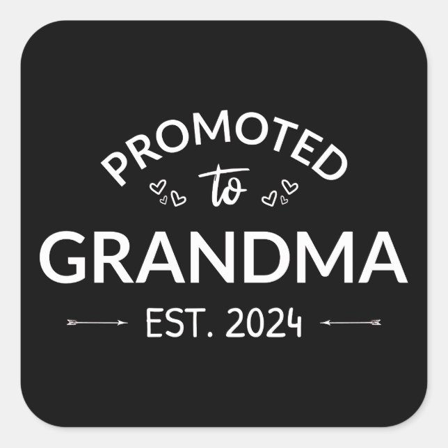 Sticker Carré Promu À Grand-Mère Est. 2024 II (Devant)