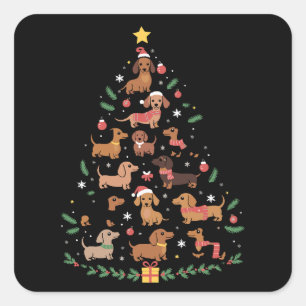 Sticker Carré Propriétaire de chiens amateur de sapin de Noël te