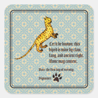 Sticker Carré Propriété de Chat Médiévale