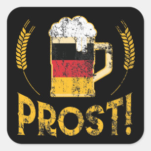 Sticker Carré Prost Allemand Drapeau Bière Lover Oktoberfest