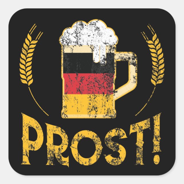 Sticker Carré Prost Allemand Drapeau Bière Lover Oktoberfest (Devant)