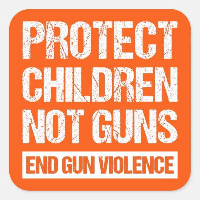 Sticker Carré Protéger les enfants, et non les armes à feu - met (Devant)