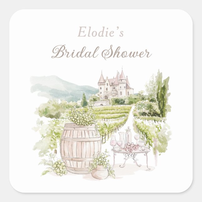 Sticker Carré Provence Elegant Chateau French Country Bridal  (Devant)