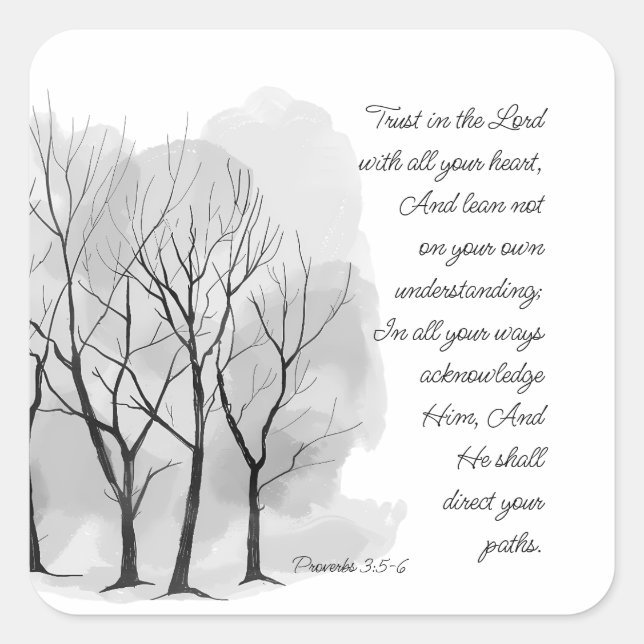 Sticker Carré Proverbs 3:5-6 Trust in the Lord (Devant)