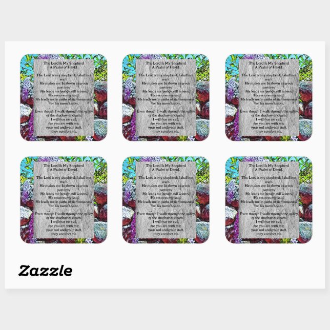 Sticker Carré Psalm 23 biblical quote (Feuille)