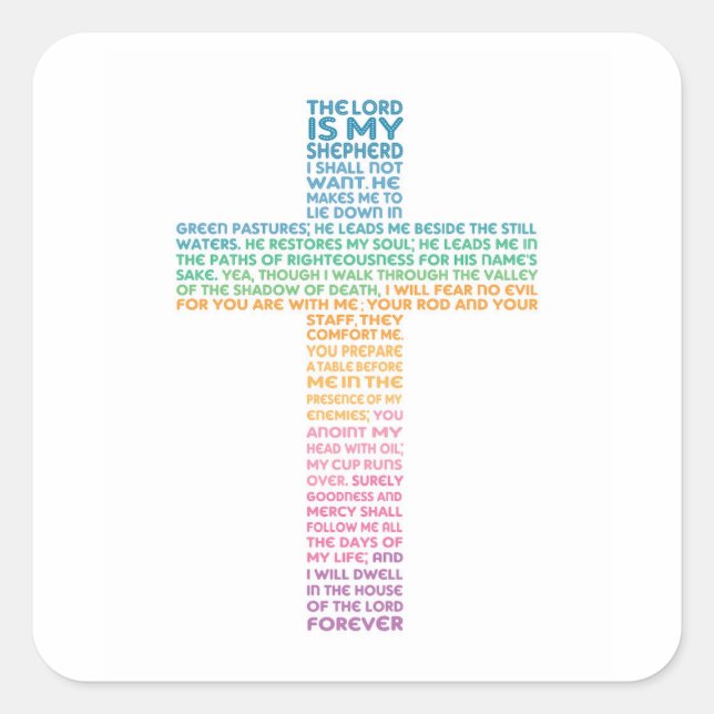 Sticker Carré Psaume 23 NKJV Le Seigneur est Mon Pasteur (Devant)
