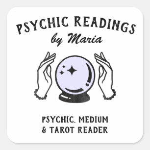 Sticker Carré Psychique Moyen Crystal Ball Carte de visite Carré