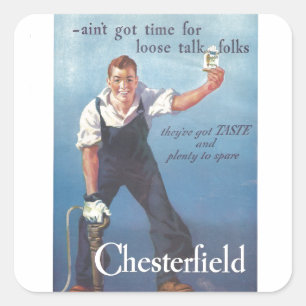Sticker Carré Publicité Chesterfield Cigarettes vintage