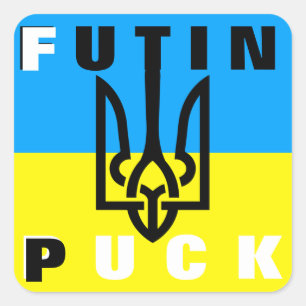 Sticker Carré Puck Futin - Liberté Ukraine Paix drapeau ukraini