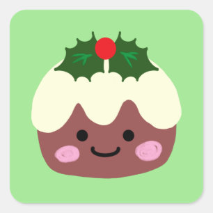 Sticker Carré Pudding de Noël 1