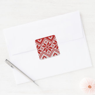 Sticker Carré Pull moche de Noël en tricot rouge et blanc cosy