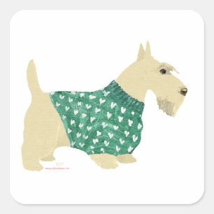 Sticker Carré Pullover pour Scottish Terrier roux