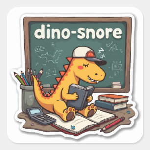 Sticker Carré Pun Dinosaure Dino-snore Die-Cut