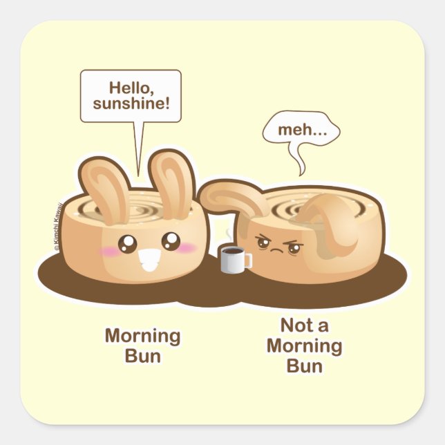 Sticker Carré Punny Buns : Joli lapin du matin (Devant)